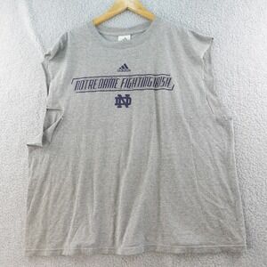 Vintage Adidas Mens XL Notre Dame Fighting Irish Gray Cuttoff Sleeveless T-Shirt